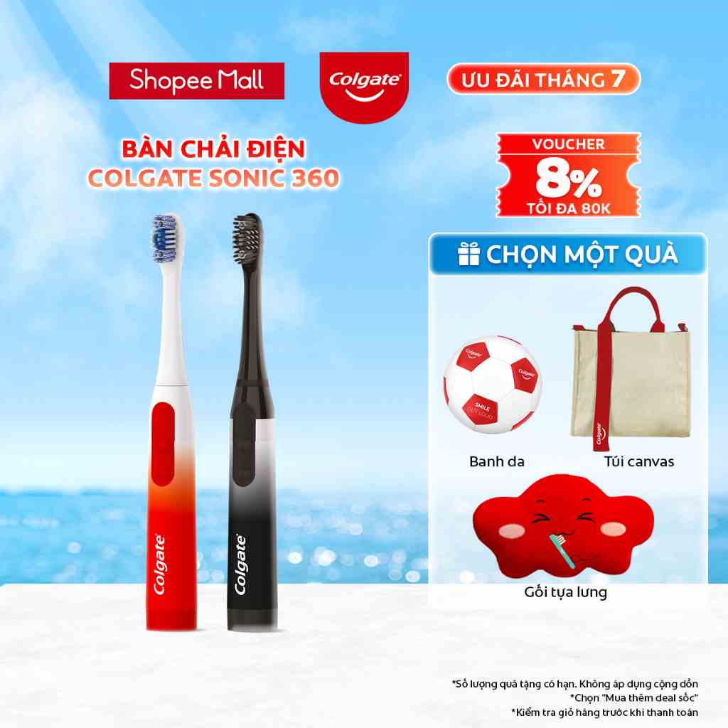 Bàn chải điện Colgate Sonic 360 Charcoal với lông chải phủ than kháng khuẩn