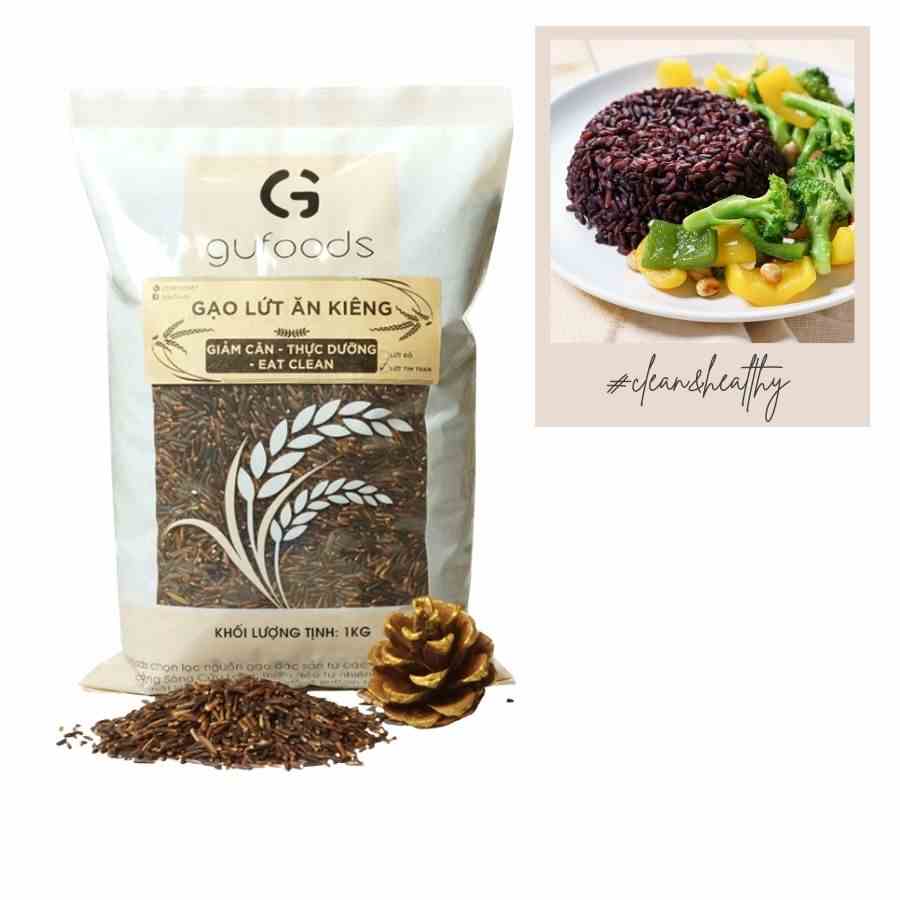 Gạo lứt ăn kiêng GUfoods (1kg) (đỏ / tím than / xát dối) - Giảm cân, Thực dưỡng, Eat clean