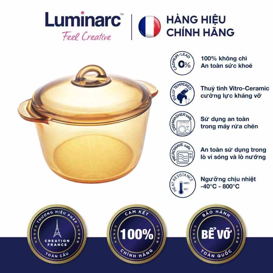 Nồi thủy tinh 3L Luminarc Amberline Granite (Bảo hành 10 năm)