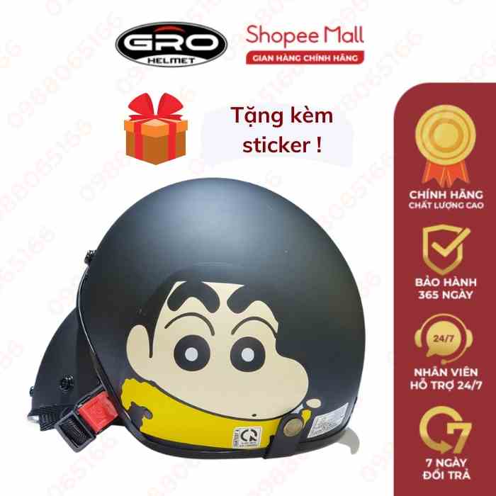 Mũ bảo hiểm phượt nửa đầu Amby Helmet kèm họa tiết trang trí