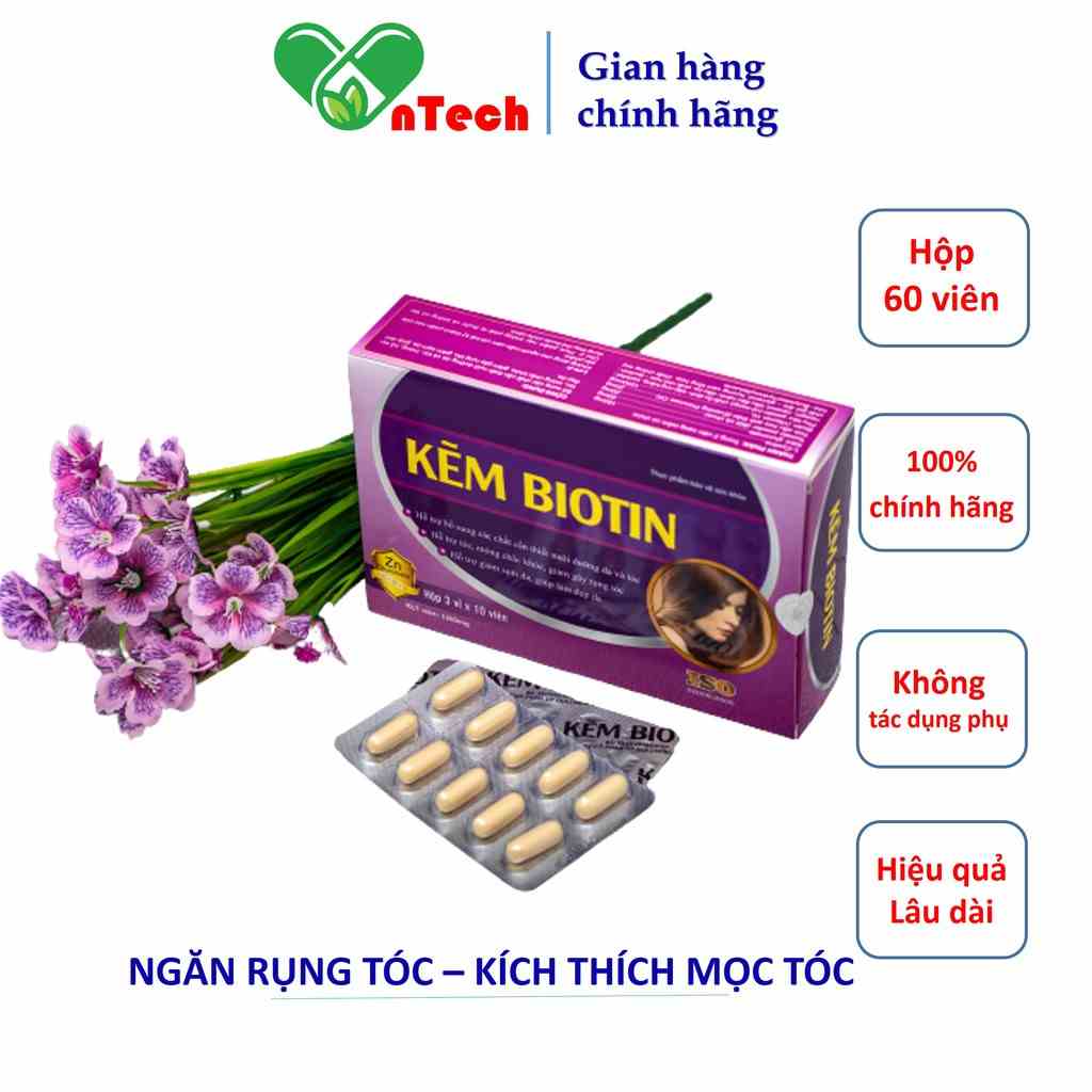 Viên uống bổ sung kẽm GOLDWINGS Kẽm Biotin Giúp tóc chắc khỏe ngăn gãy rụng làm sáng đẹp làn da hộp 60 viên