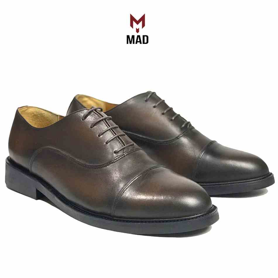 Giày Tây Oxford Captoe MAD Brown công sở nam da bò cao cấp thời trang phong cách hàn quốc