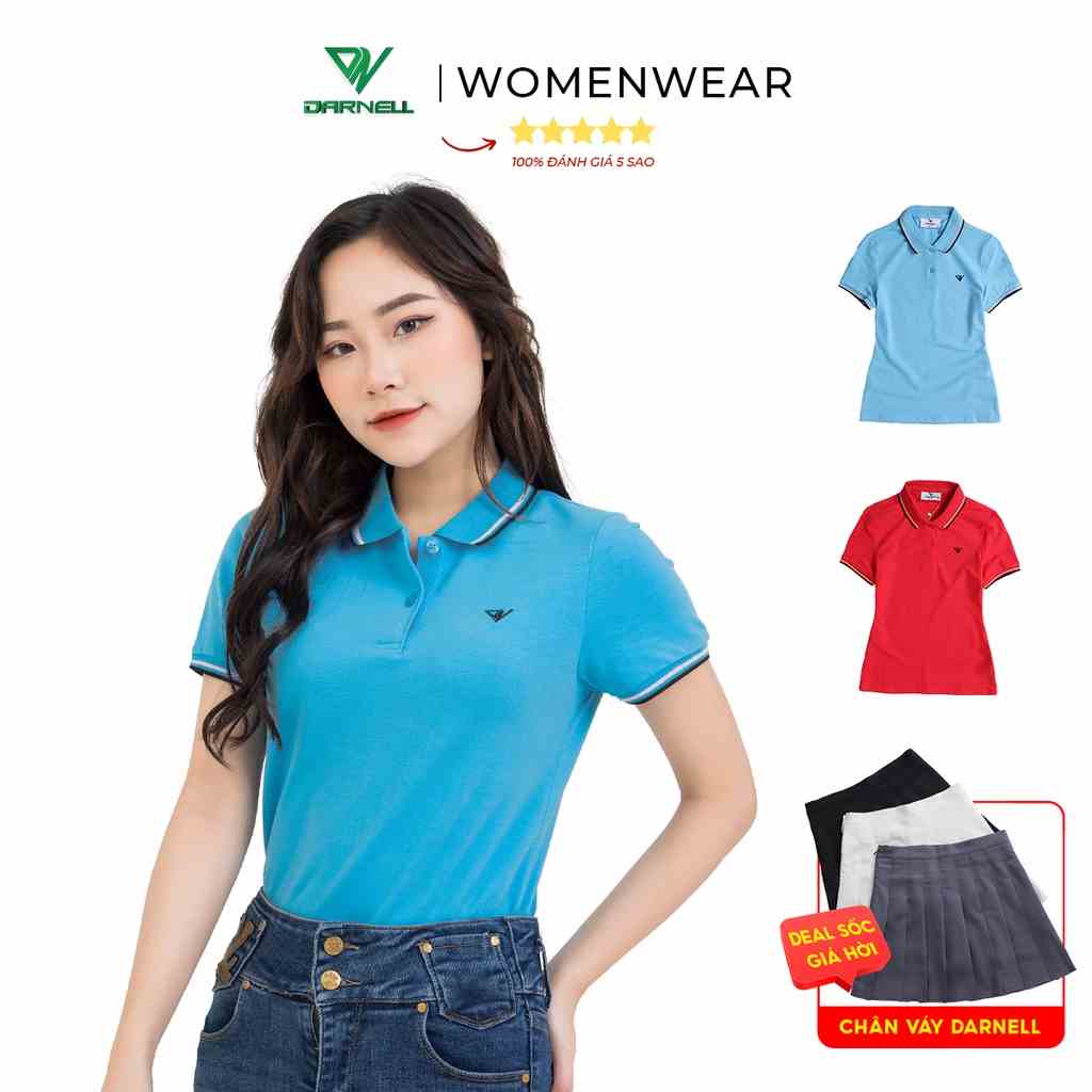 Áo phông polo nữ DARNELL tay ngắn chất cotton siêu mềm mại form tôn dáng, thoáng mát năng động bền màu DN13