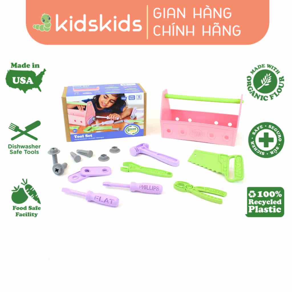 Bộ Đồ Chơi Dụng Cụ Sửa Chữa Green Toys Cho Bé Từ 2 Tuổi – Hồng