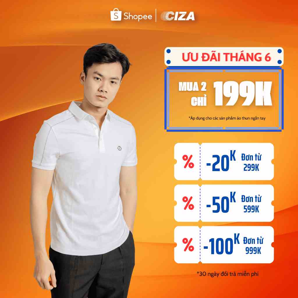 Áo polo ngắn tay nam CIZA vải cotton co giãn 4 chiều dáng Slim Fit size S M L XL CIZA  APNS17