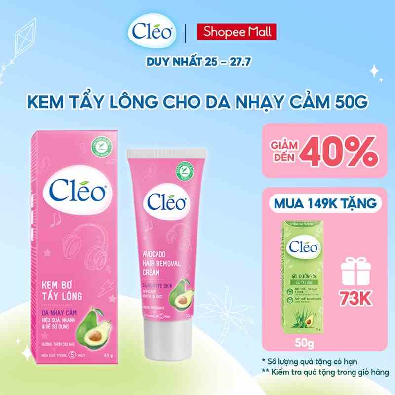 Kem Tẩy Lông Cho Da Nhạy Cảm Cleo Avocado Hair Removal Cream Sensitive Skin 25g/50g