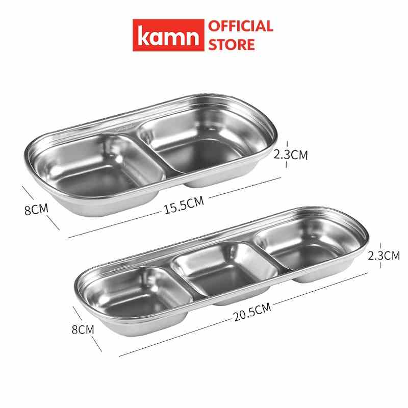 [Mã BMLTB200 giảm đến 100K đơn 499K] Chén nước chấm kiểu Nhật Kamn inox 304 cao cấp, 2 ngăn, 3 ngăn