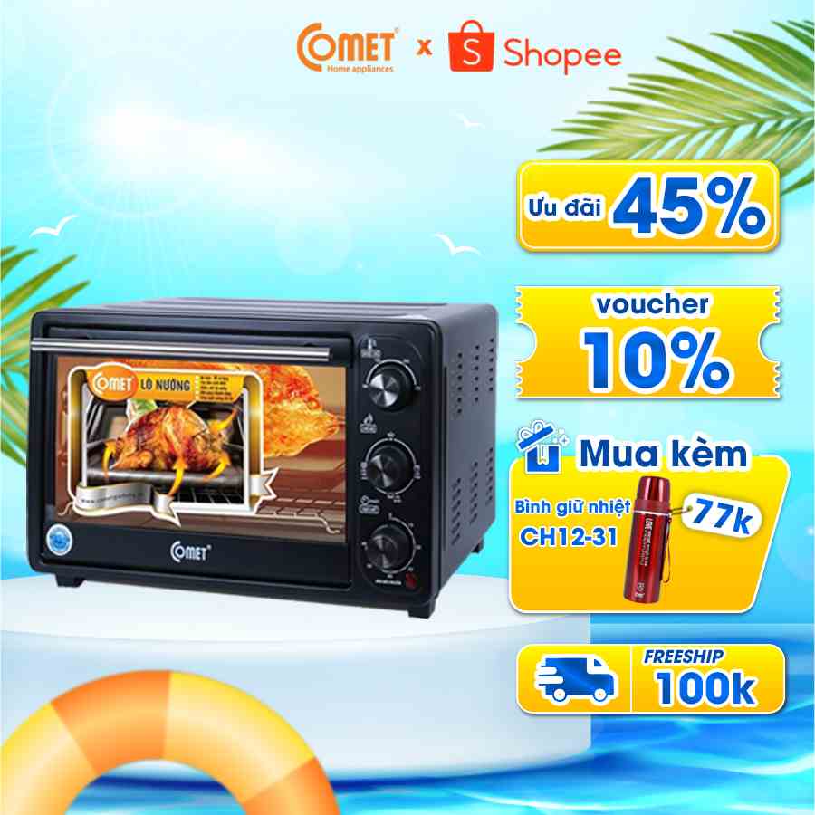 [Mã ELCMVIP1 giảm 10% đơn 699K] Lò nướng điện 18lít Comet CM6516