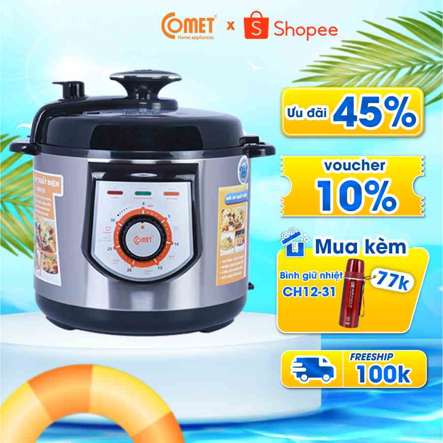 [Mã ELCMVIP1 giảm 10% đơn 699K] Nồi Áp suất điện 6L COMET - CM6151