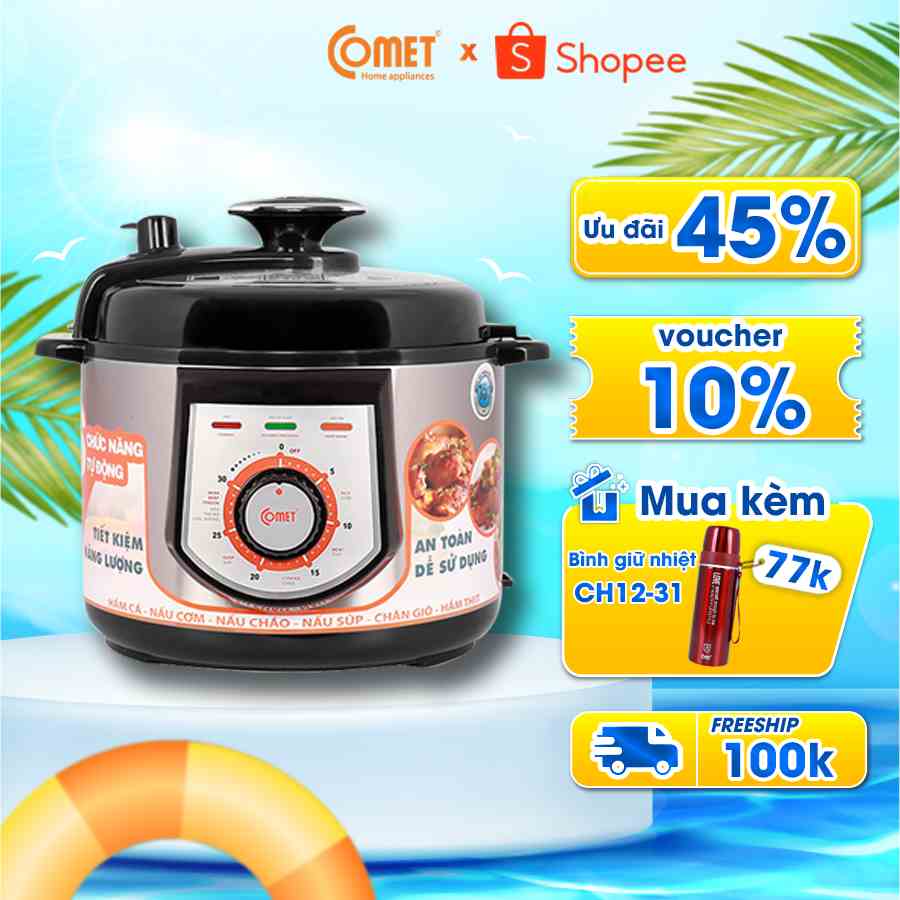 [Mã ELCMVIP1 giảm 10% đơn 699K] Nồi áp suất điện 5L COMET - CM6150