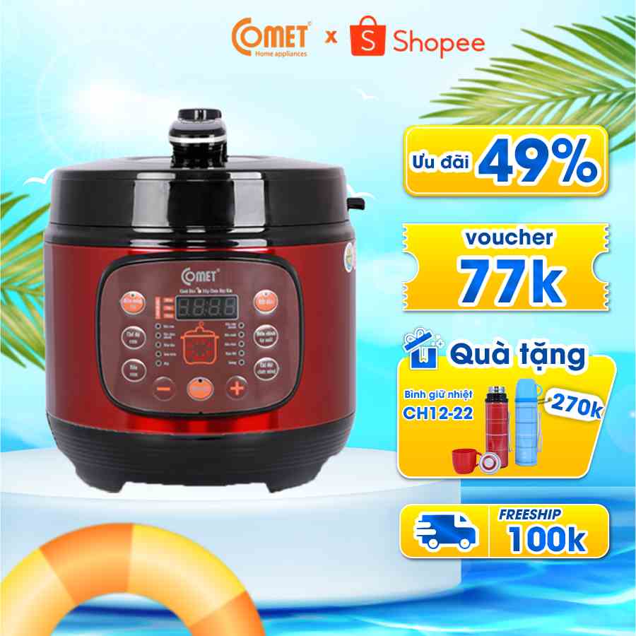 [Mã ELCMVIP1 giảm 10% đơn 699K] Nồi áp suất điện 6.0L Comet - CM6155