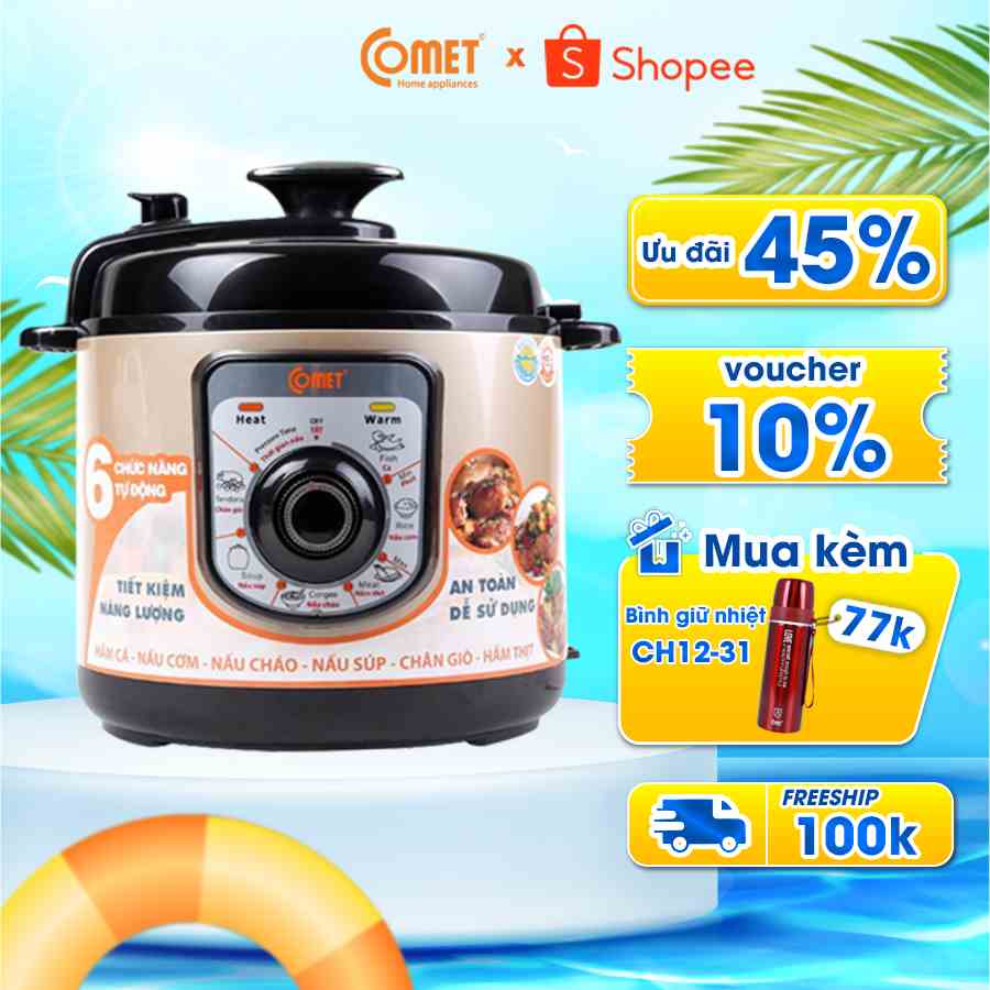 [Mã ELCMVIP1 giảm 10% đơn 699K] Nồi áp suất điện đa năng 6.0L Comet - CM6156