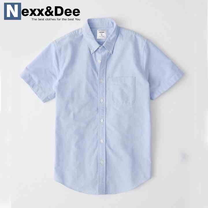 Áo sơ mi ngắn tay nam trắng công sở vải Oxford denim Nexx&Dee SM04