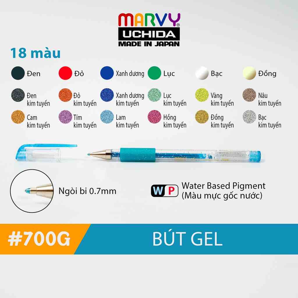 [Mã BMLTB35 giảm đến 35K đơn 99K] Bút gel có nắp Marvy Uchida 700G ngòi 0.7mm