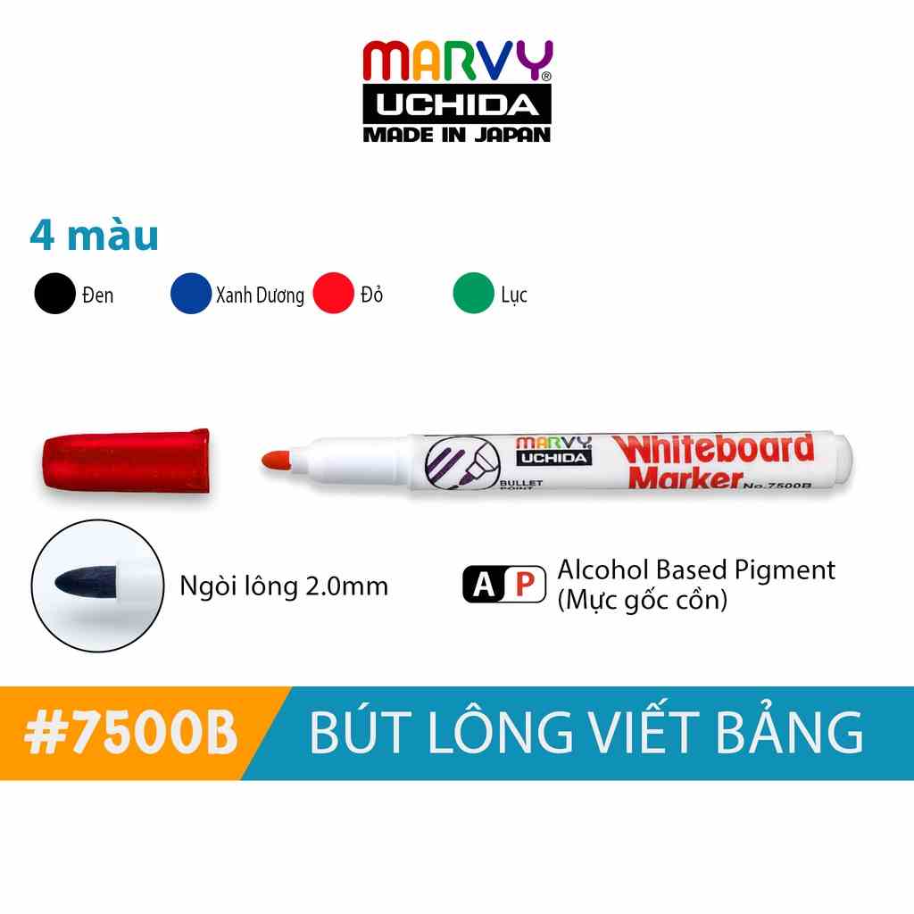 [Mã BMLTB35 giảm đến 35K đơn 99K] Bút Lông Viết Bảng An Toàn Cho Bé Marvy Uchida 7500B