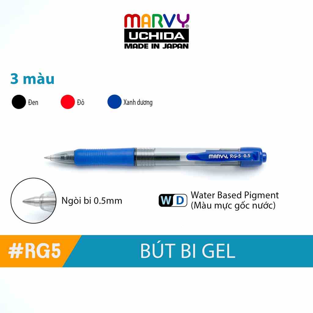 [Mã BMLTB35 giảm đến 35K đơn 99K] Bút gel bấm Marvy Uchida RG5 ngòi 0.5mm