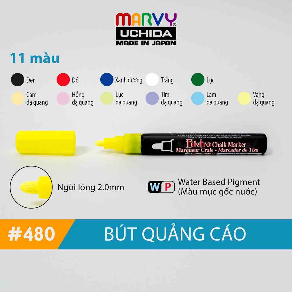 [Mã BMLTB35 giảm đến 35K đơn 99K] Bút Phấn Trang Trí Bảng Marvy Uchida 480 đầu lớn