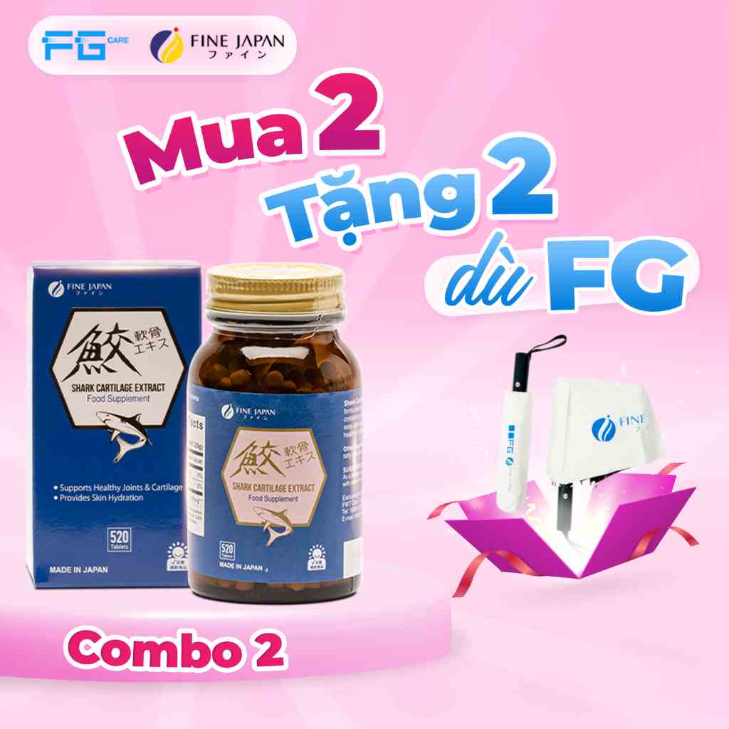 Combo 2 Hộp Viên Uống Sụn Cá Mập Bổ Xương Nhật Bản - Fine Japan Shark Cartilage Extract 2 Hộp x 520 Viên