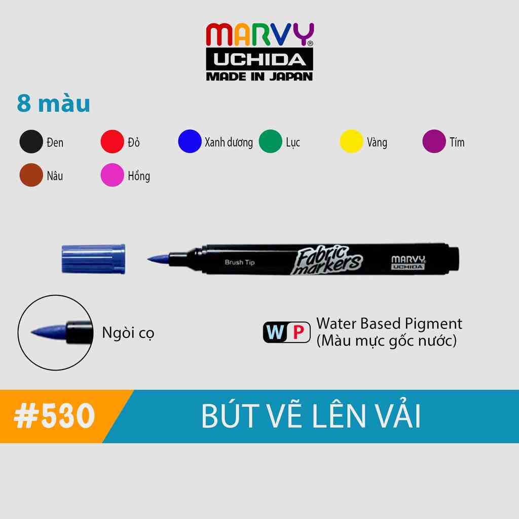 [Mã BMLTB35 giảm đến 35K đơn 99K] Bút Vẽ Vải Không Bay Màu Marvy Uchida 530 ngòi cọ