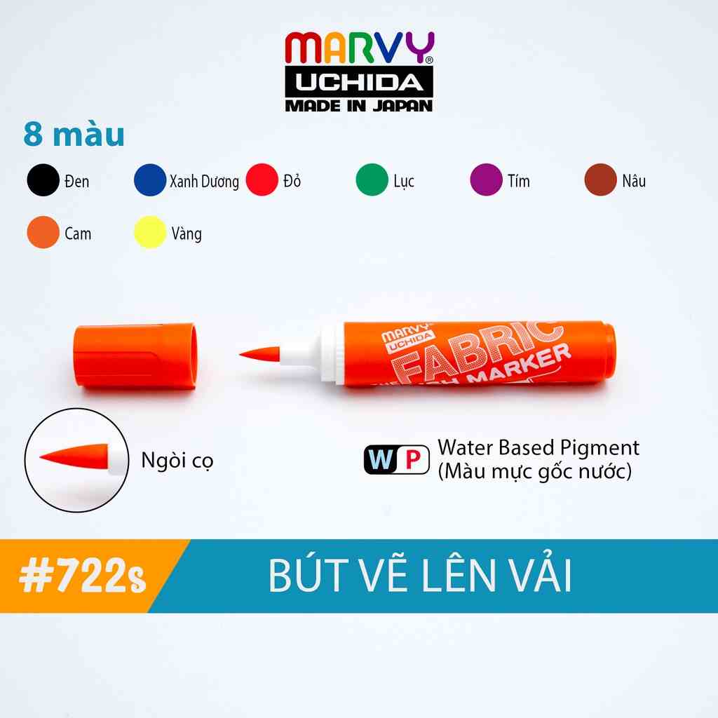 [Mã BMLTB35 giảm đến 35K đơn 99K] Bút Vẽ Vải Không Bay Màu Đầu Cọ Lớn MARVY 722S