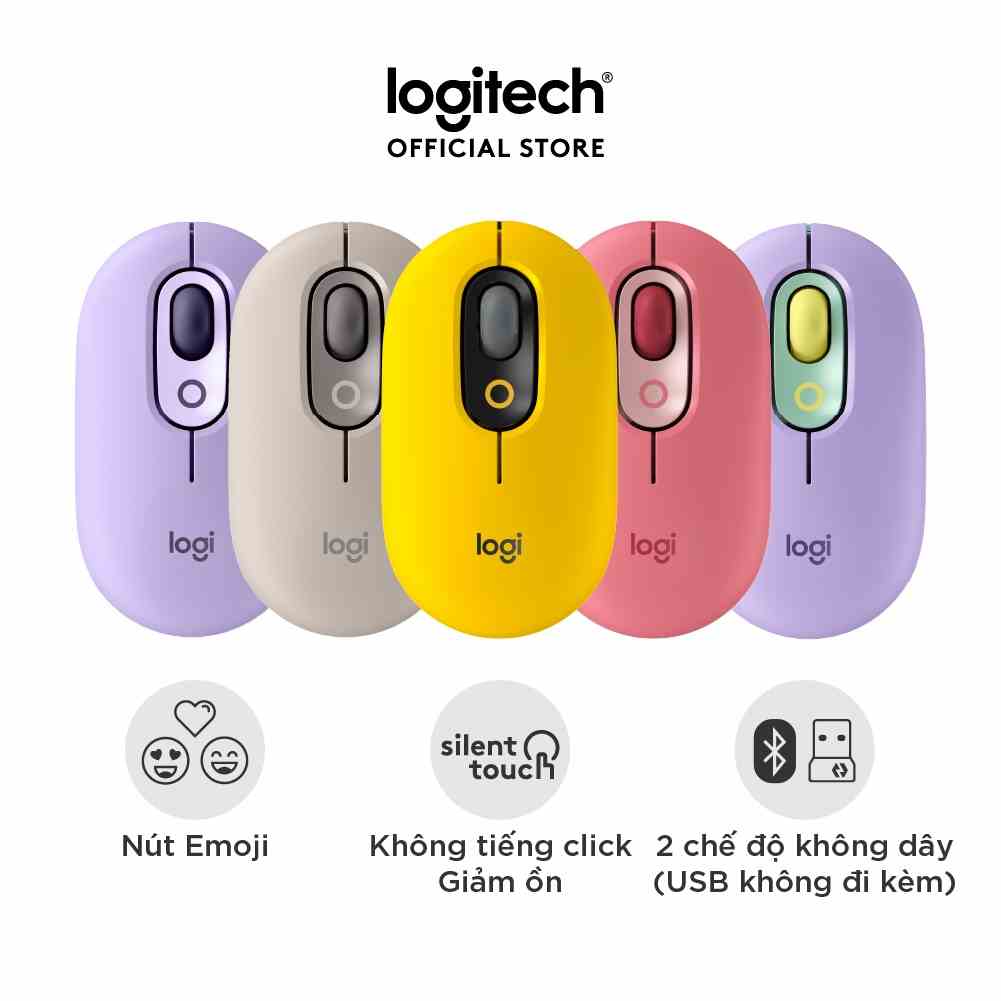 [Mã ELCL7 giảm 7% đơn 300K] Chuột không dây bluetooth Logitech POP Mouse - Emoji tùy chỉnh, SilentTouch giảm ồn