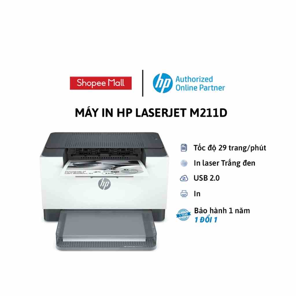 [Mã BMLTA35 giảm đến 35K đơn 99K] Máy in 2 mặt HP LaserJet M211d 9YF82A - Hàng Chính Hãng