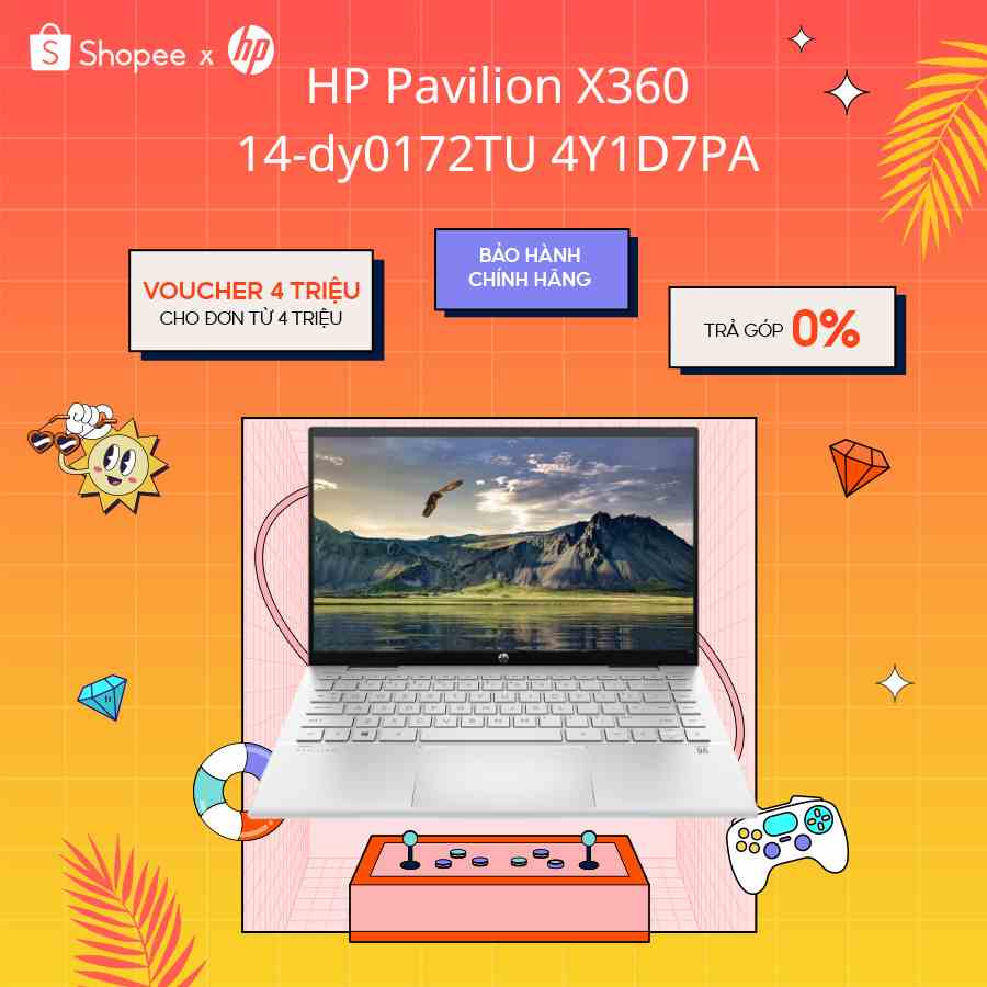 [Mã ELHP12 giảm 12% đơn 10TR] Laptop HP Pavilion X360 14-dy0172TU 4Y1D7PA |i3-1125G4|RAM 4GB|256GB SSD|14