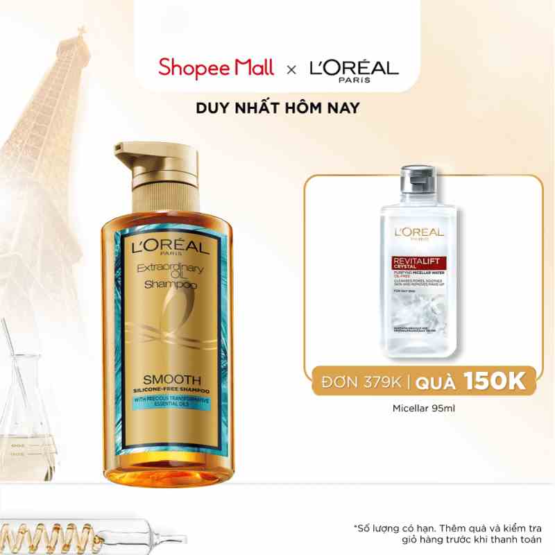 Dầu gội dưỡng tóc suôn mượt tóc cao cấp LOreal Paris Extraordinary Oil Smooth 440ml