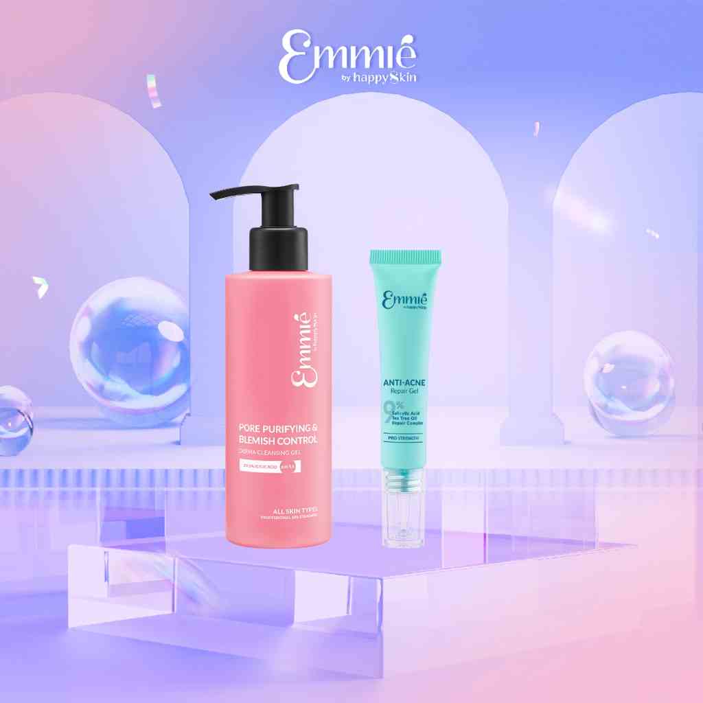 Combo Giảm Mụn Cấp Tốc - Gel Rửa Mặt 180ml + Gel Chấm Mụn 12ml - Emmié By Happyskin