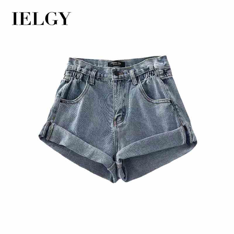 Quần short jean IELGY lưng cao dáng rộng thời trang cho nữ