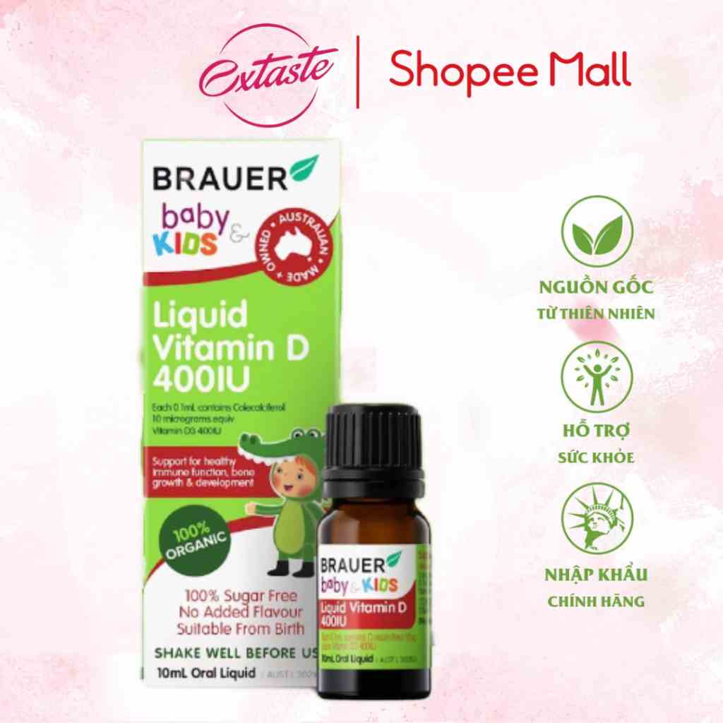 Vitamin D dạng nước Brauer Baby & Kids Liquid 400IU cho trẻ sơ sinh 10ml