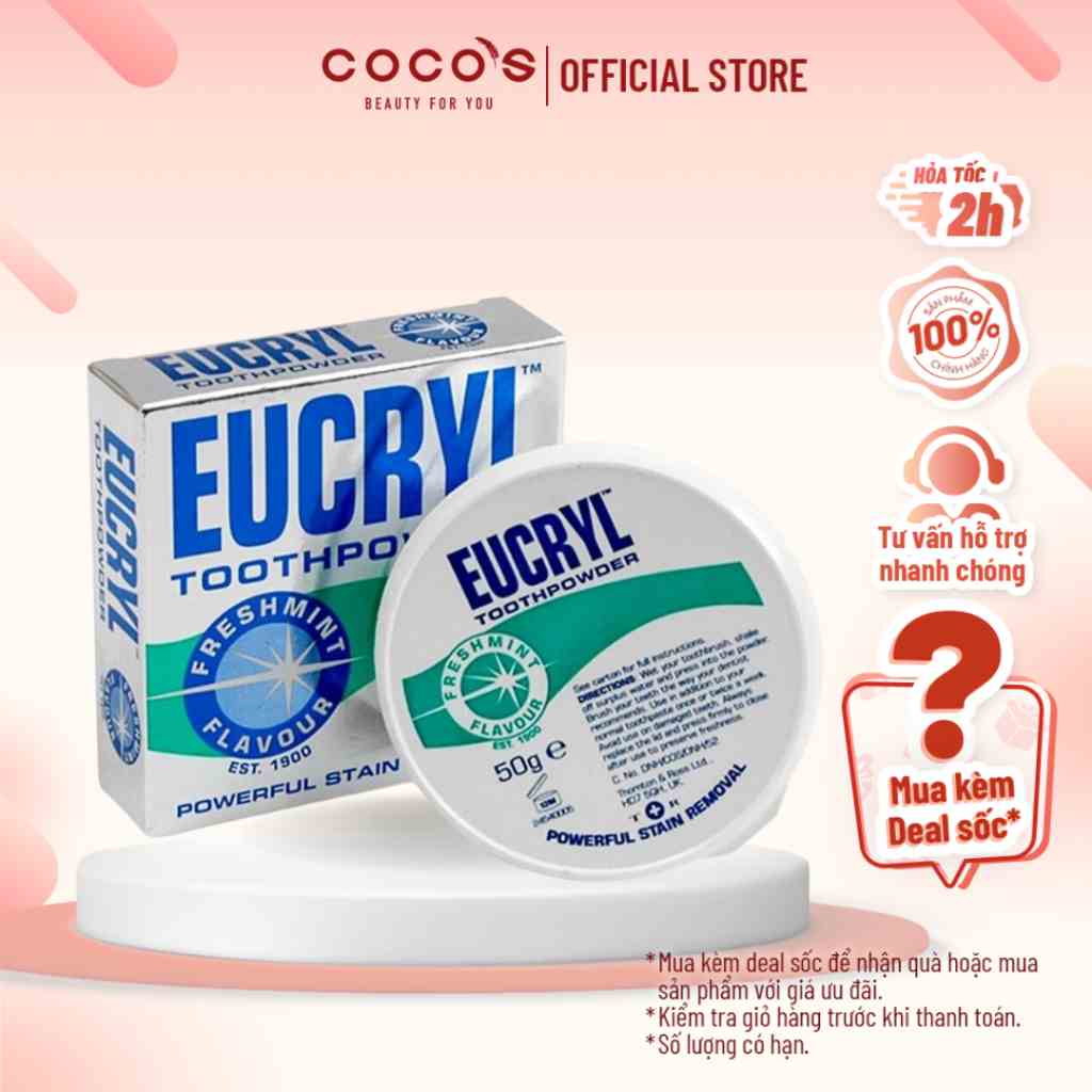 Bột Tẩy Trắng Răng Eucryl Powerful Stain Removal Toothpowder 50g