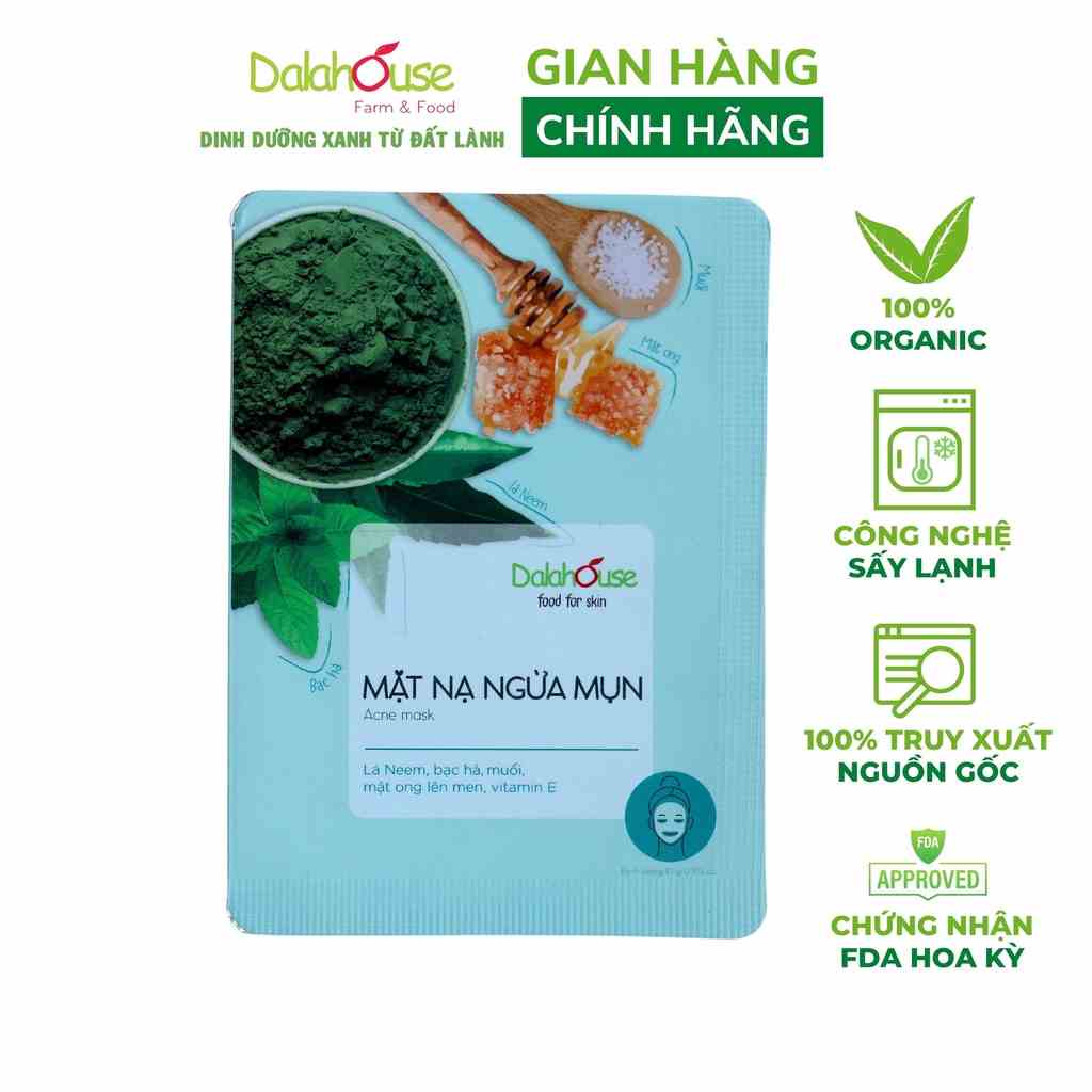 Mặt nạ ngừa mụn Dalahouse giúp giảm tình trạng mụn, sạch khuẩn, cân bằng độ ẩm trên da gói 10 gr