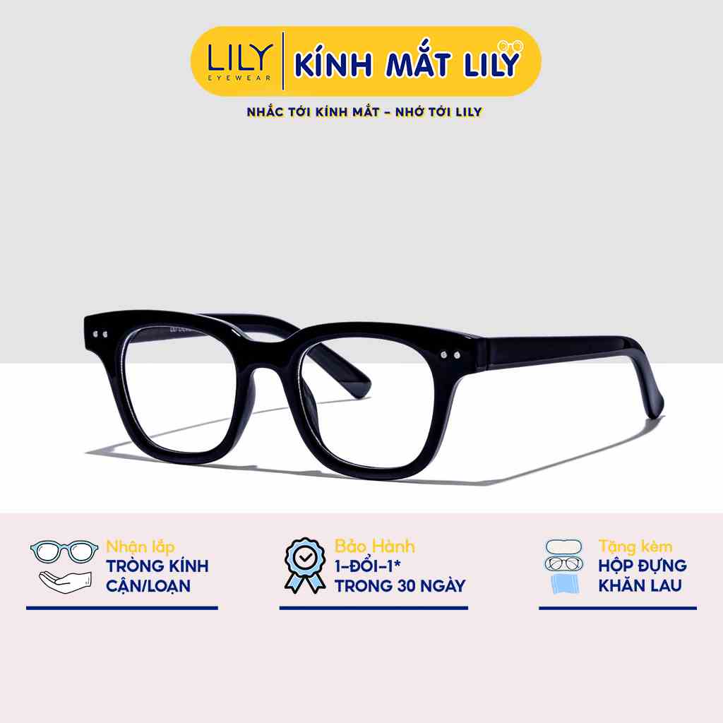 Gọng kính vuông nam nữ LILYEYEWEAR chất liệu nhựa cứng cáp kiểu dáng thời trang dễ đeo C0015