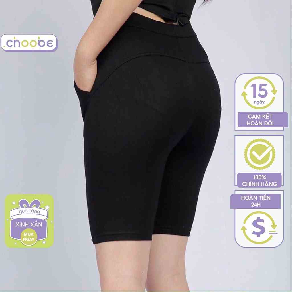 Quần legging nữ Choobe nâng mông lưng cạp cao vải thun dày dặn đùi ngố lửng ôm body bó mặc nhà tập gym yoga Q33