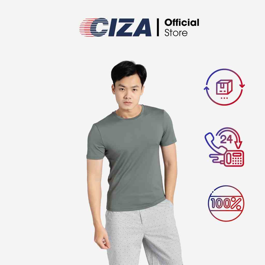 Áo thun ngắn cộc tay nam CIZA cao cấp cổ tròn vải cotton dáng Slim Fit size S M L XL CIZA ATNS21