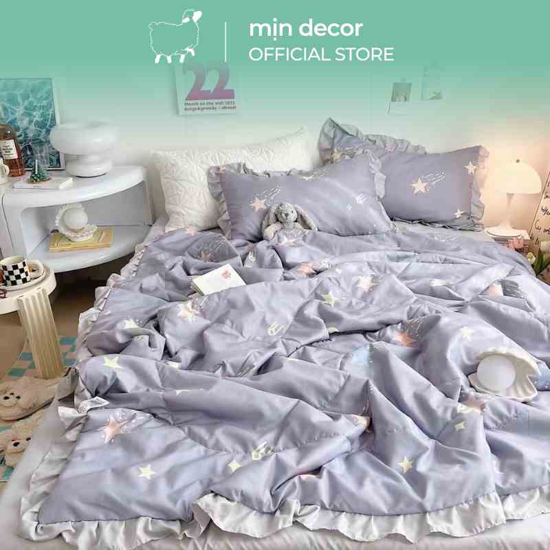 Set chăn ga gối đũi bèo MỊN DECOR mát mịn nhiều mẫu mã, MIỄN PHÍ bo chun