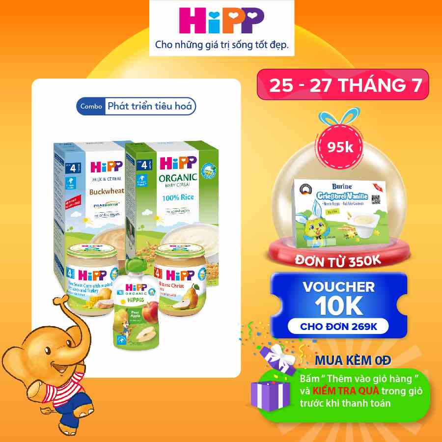 Combo ăn dặm HiPP Organic số 4: Phát triển hệ tiêu hóa