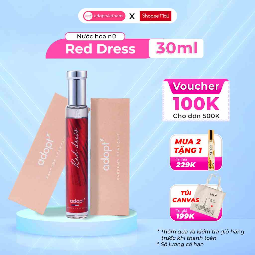 Nước hoa nữ Adopt Red Dress tinh dầu thơm chính hãng Pháp lưu hương đến 12 tiếng ngọt ngào tình khiết quyến rũ