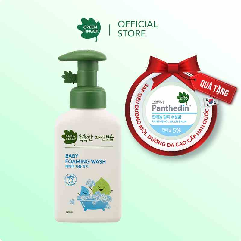 Sữa Tắm Tạo Bọt Tiện Lợi Dưỡng Ẩm Cho Bé (0-36 tháng) GREENFINGER CHOKCHOK MOISTURE BABY FOAMING WASH 320ml (1 chai)