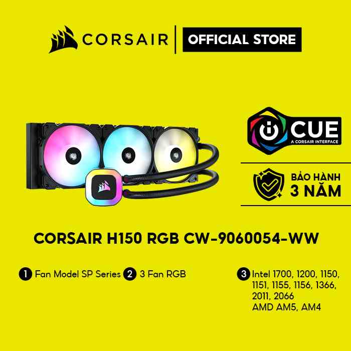 [Mã ELCL7 giảm 7% đơn 300K] Tản nhiệt nước Corsair H150 RGB CW-9060054-WW