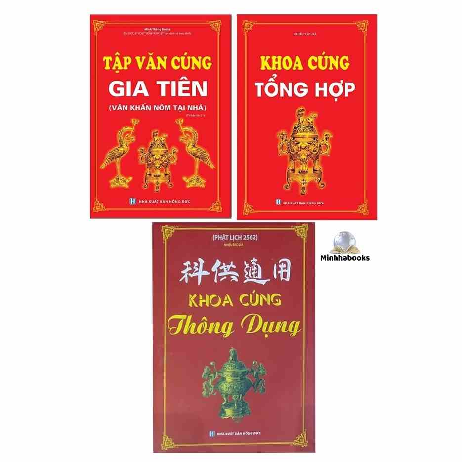 Sách - Combo Khoa cúng thông dụng +  Khoa cúng tổng hợp + Tập văn cúng gia tiên (Văn khấn nôm tại nhà)