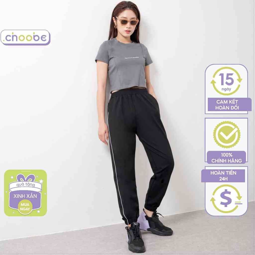 Quần jogger nữ Choobe dáng dài cạp chun thiết kế một sọc bên kiểu bo gấu năng động thể thao tập gym Q56