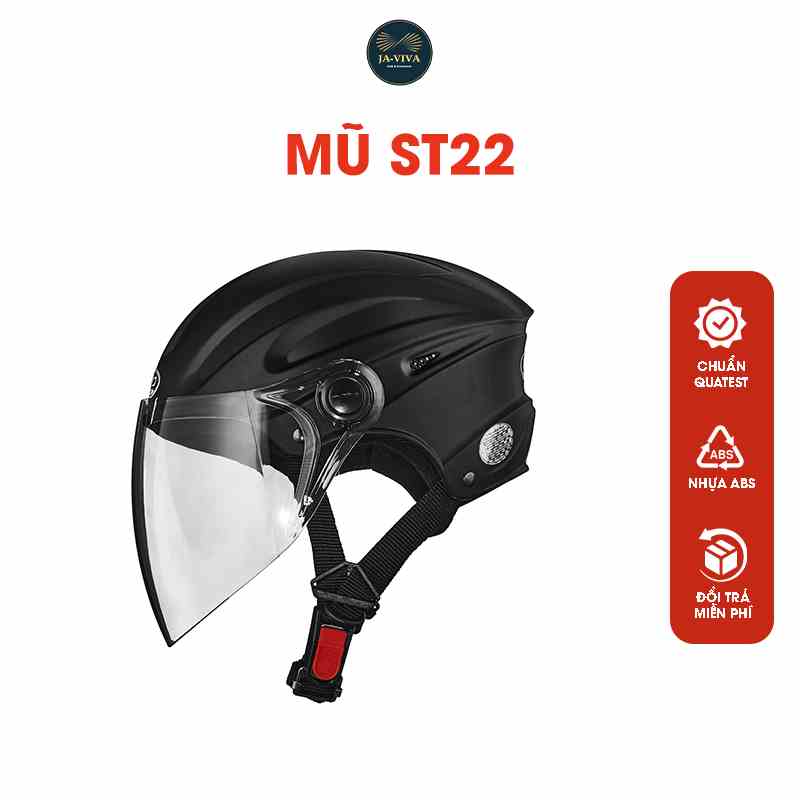 Mũ bảo hiểm nam nửa đầu có kính dài GRO HELMET st22 , sơn trơn vân thể thao cá tính