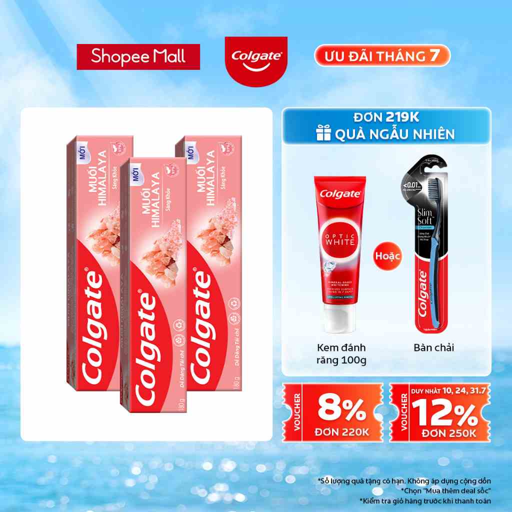 Bộ 3 Kem đánh răng Colgate thiên nhiên muối Himalaya sáng khỏe 180g