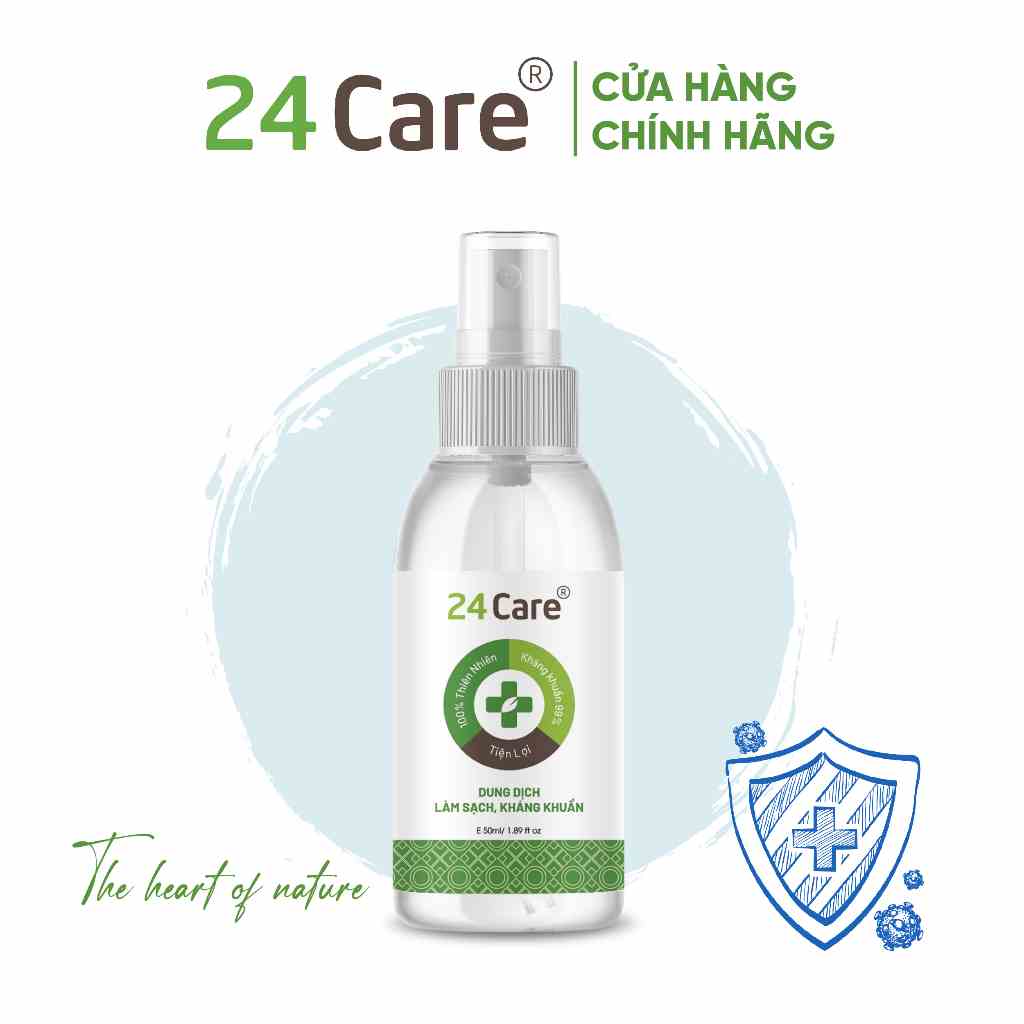 Xịt sát khuẩn tinh dầu Sả Chanh 24Care 250ml - diệt khuẩn , xịt rửa tay khô, xịt khử trùng không khí và đồ vật