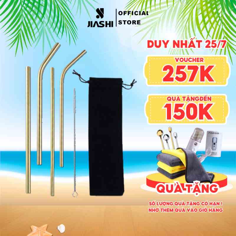 Ống hút Jiashi Inox 304 size lớn 12 x 215mm hút trà sữa trân châu, tái sử dụng, không gỉ và an toàn với sức khỏe OHI02