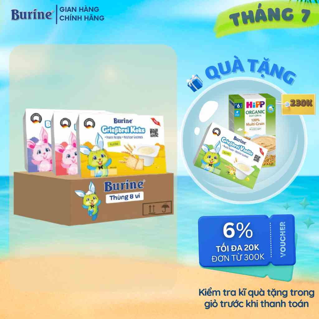 [Có Mix vị] Thùng 8 Vỉ Pudding Ăn Dặm Burine Cung Cấp Vitamin, Dưỡng Chất, Bổ Sung Năng Lượng Cho Bé Lười Ăn, Chậm Lớn