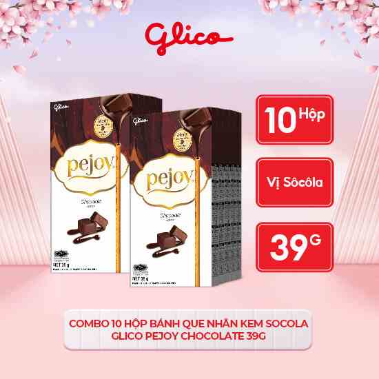 [Mã BMLTB35 giảm đến 35K đơn 99K] Combo 10 hộp Bánh que nhân kem socola GLICO Pejoy Chocolate 39g