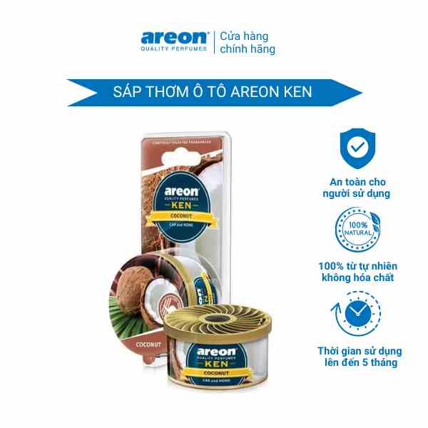 [Mã BMLTB35 giảm đến 35K đơn 99K] Sáp thơm ô tô hương dừa – Areon Ken Coconut, nhập khẩu Bulgaria